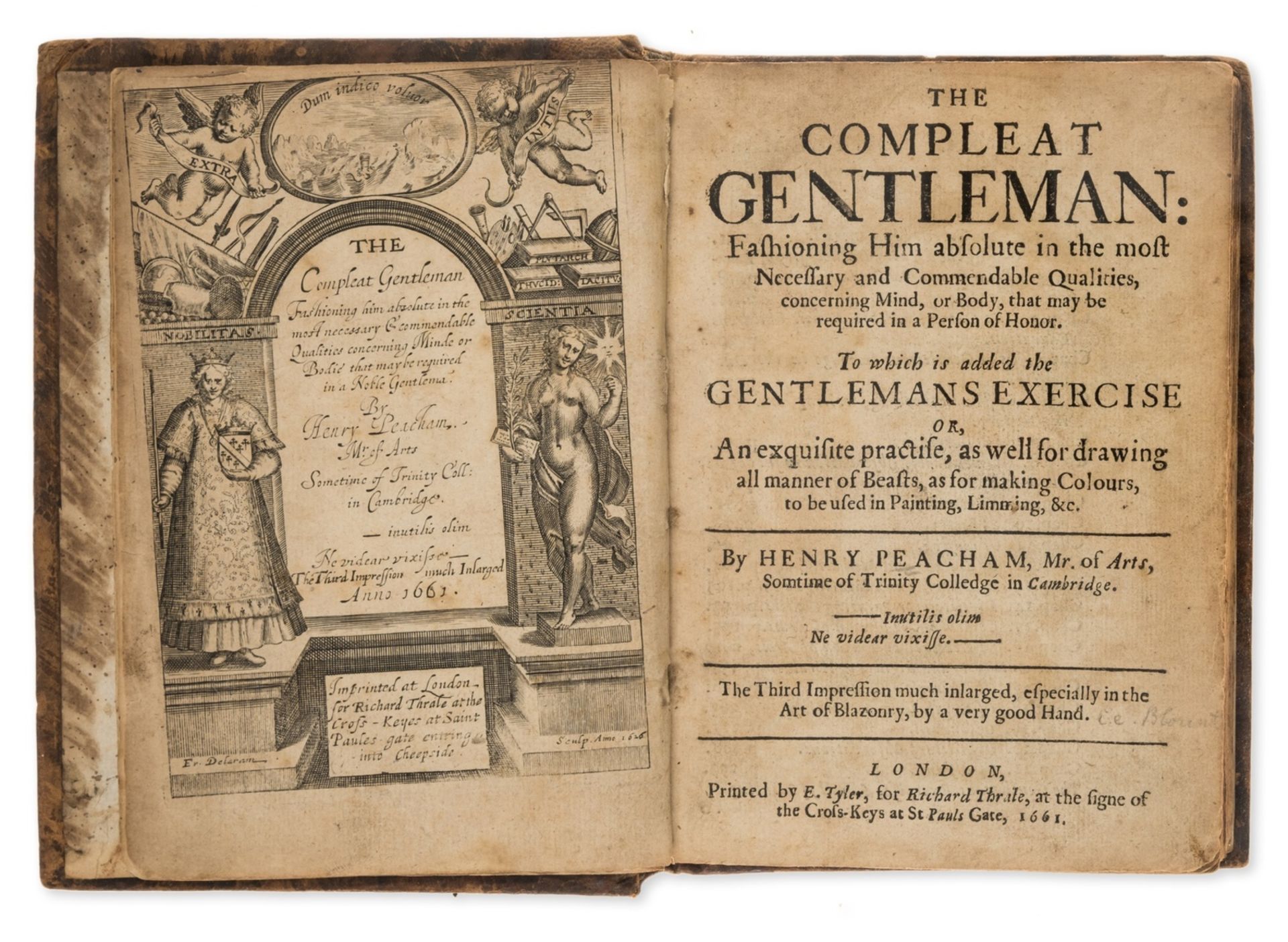 Peacham (Henry) The Compleat Gentleman, third edition, Printed by E. Tyler, for Richard Thrale, …