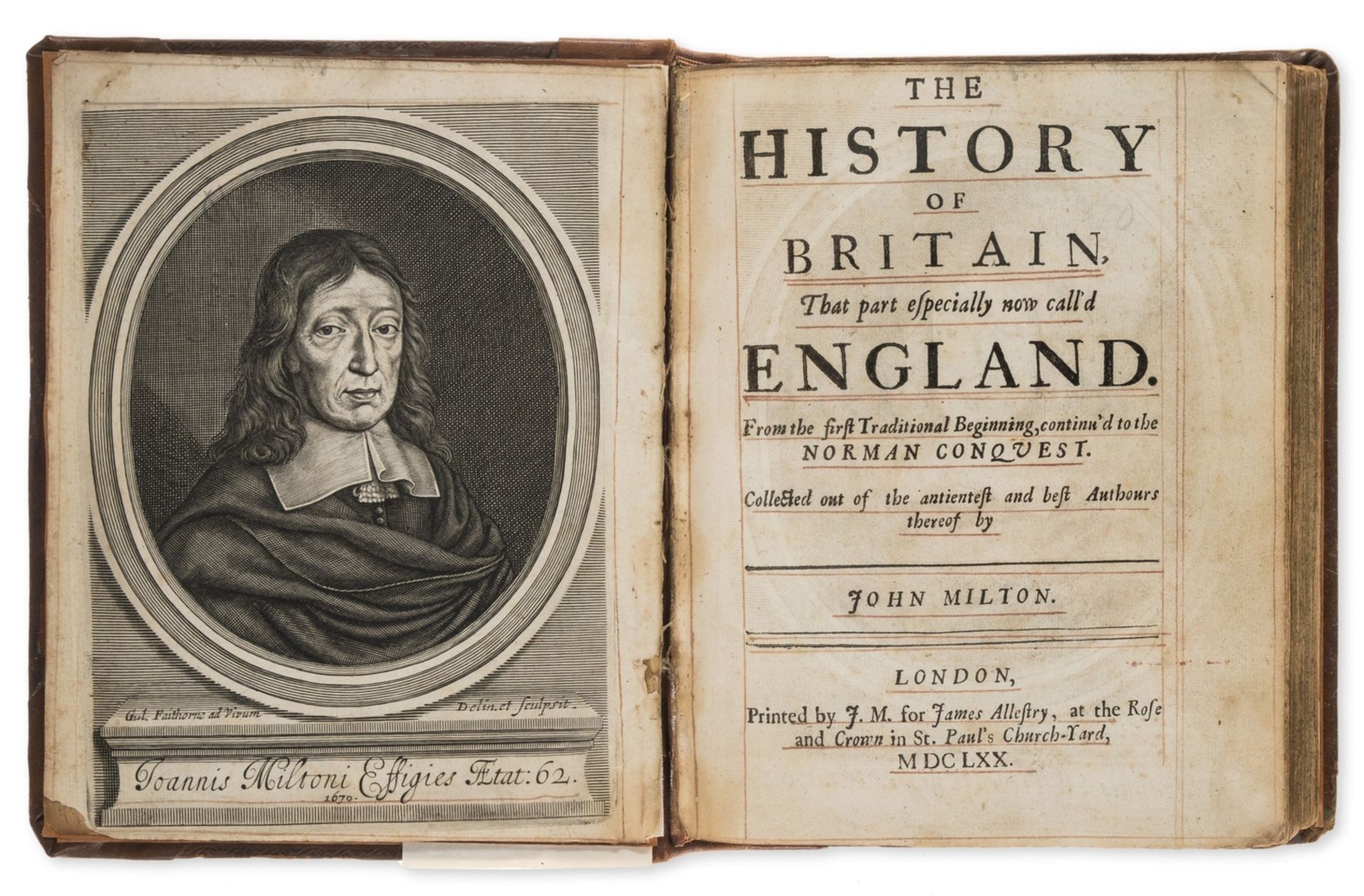 Milton (John) The History of Britain, That Part Especially Now Call'd England, first edition, by …