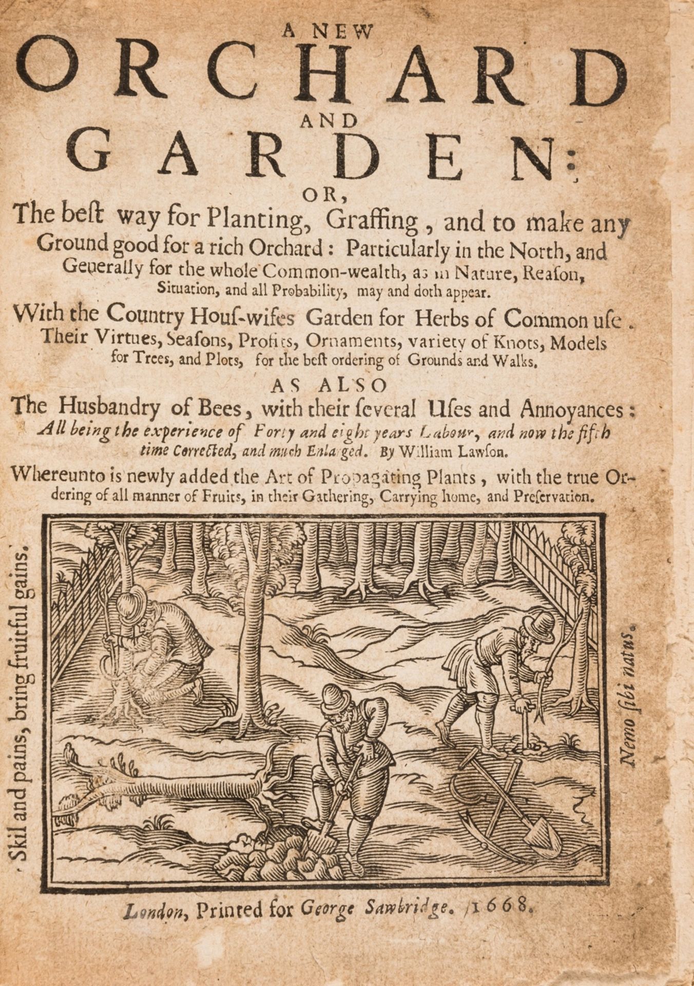 Husbandry and Bees.- Lawson (William) A New Orchard and Garden, 4 parts in 1, fifth edition, …