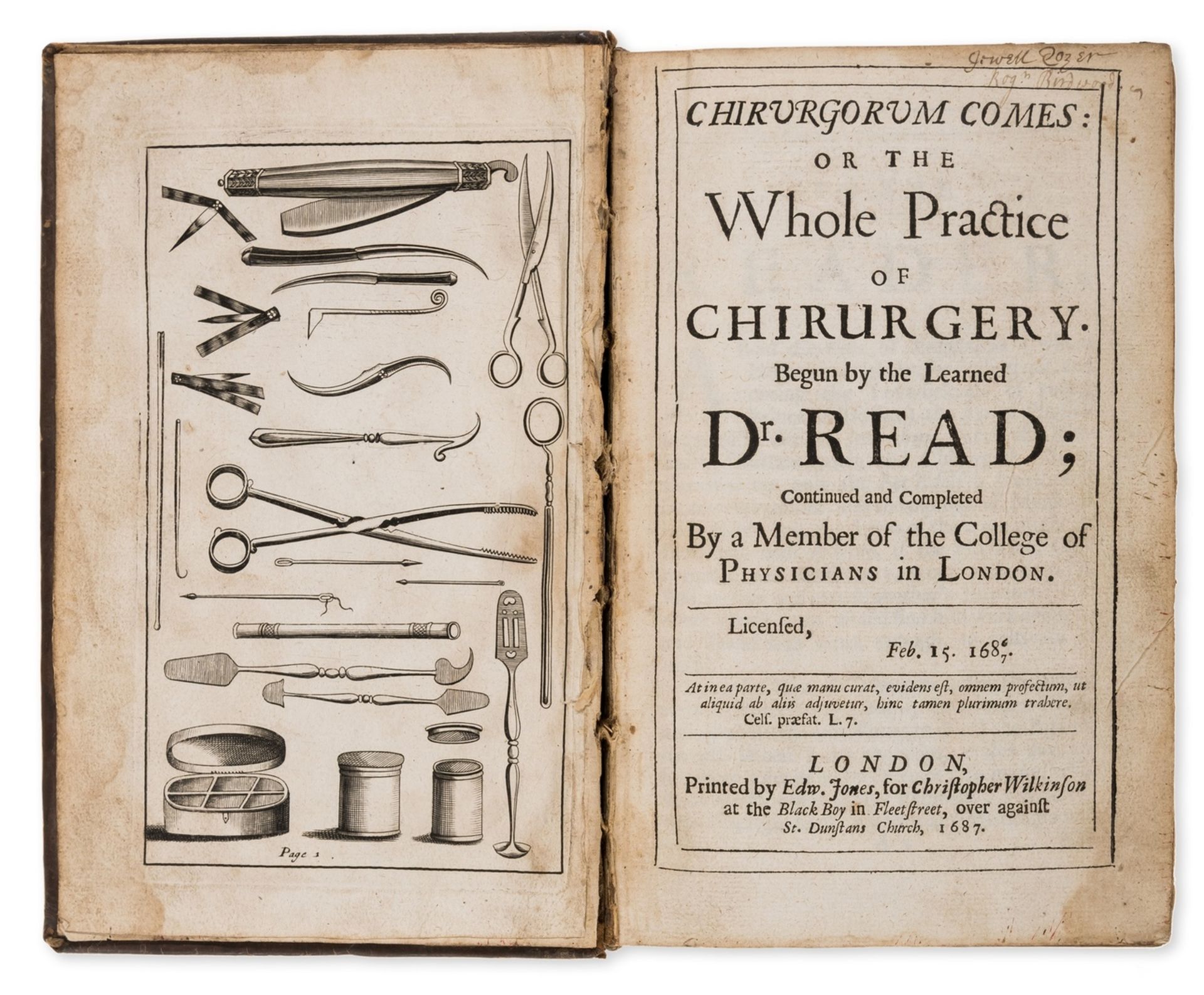 Plastic Surgery.- Read (Alexander) Chirurgorum Comes: or the Whole Practice of Chirurgery, first …