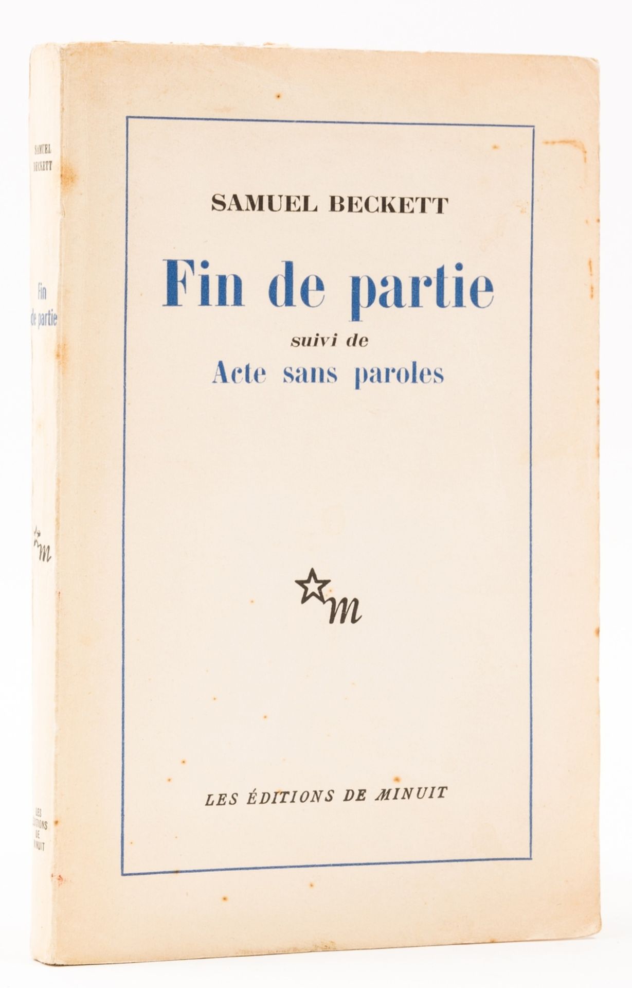 Beckett (Samuel) Fin de Partie Suivi de Acte Sans Paroles, first edition, Paris, 1957.