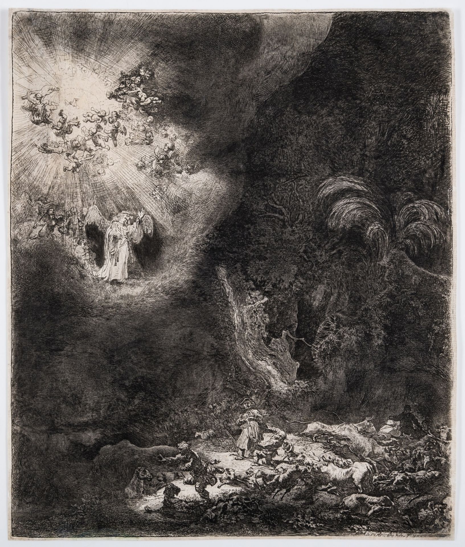 Rembrandt van Rijn (1606-1669) The Angel Appearing to the Shepherds