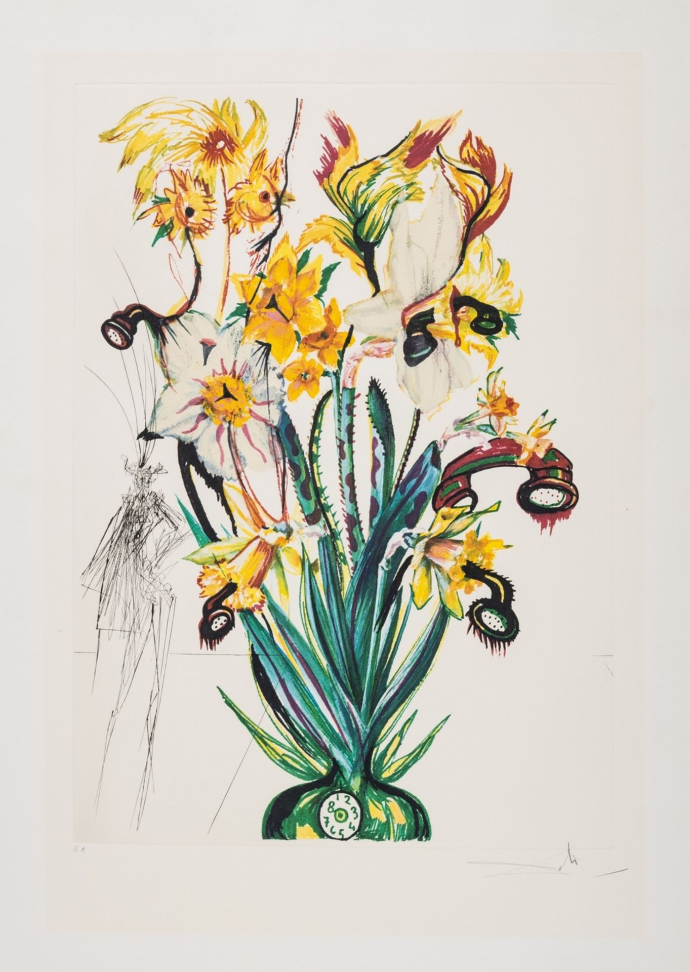 δ Salvador Dalí (1904-1989) Narcissus telephonans inondis, from Surrealistic Flowers (Field 72-7J; …