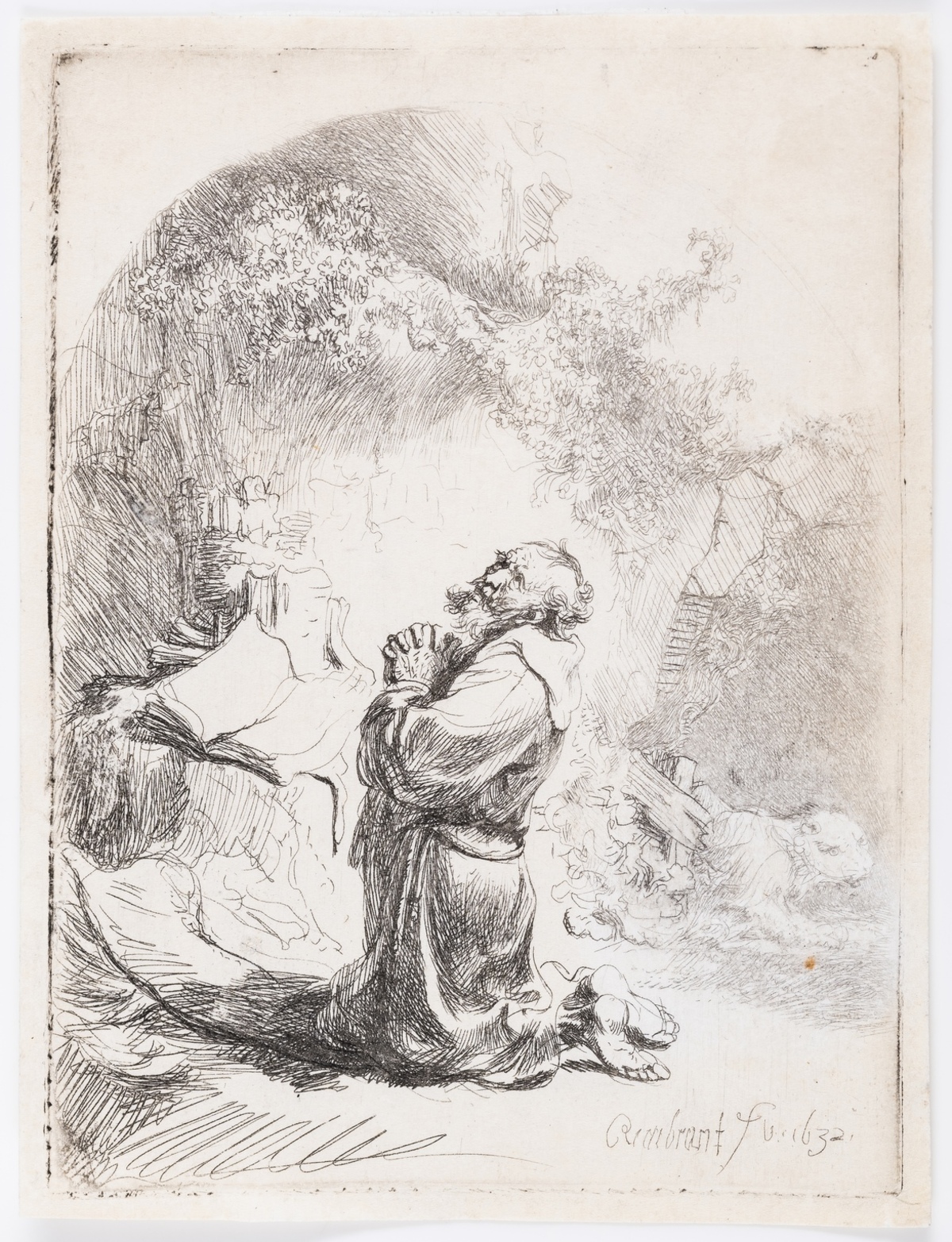 Rembrandt van Rijn (1606-1669) Jerome Praying: Arched