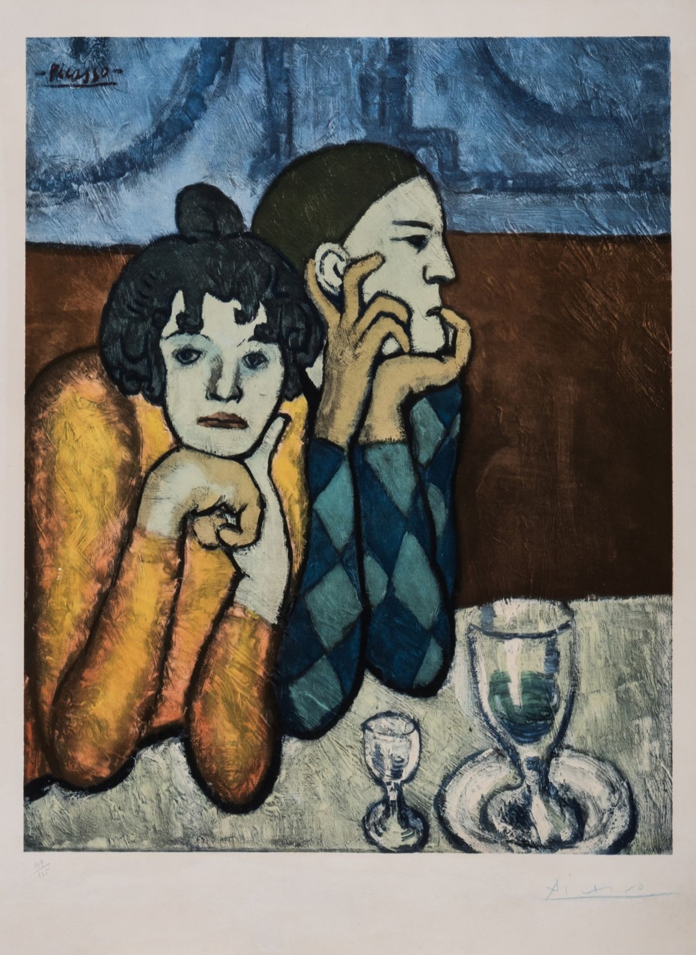 δ Pablo Picasso (1881-1973) after. Les Deux Saltimbanques: L'Arlequin et Sa Compagne