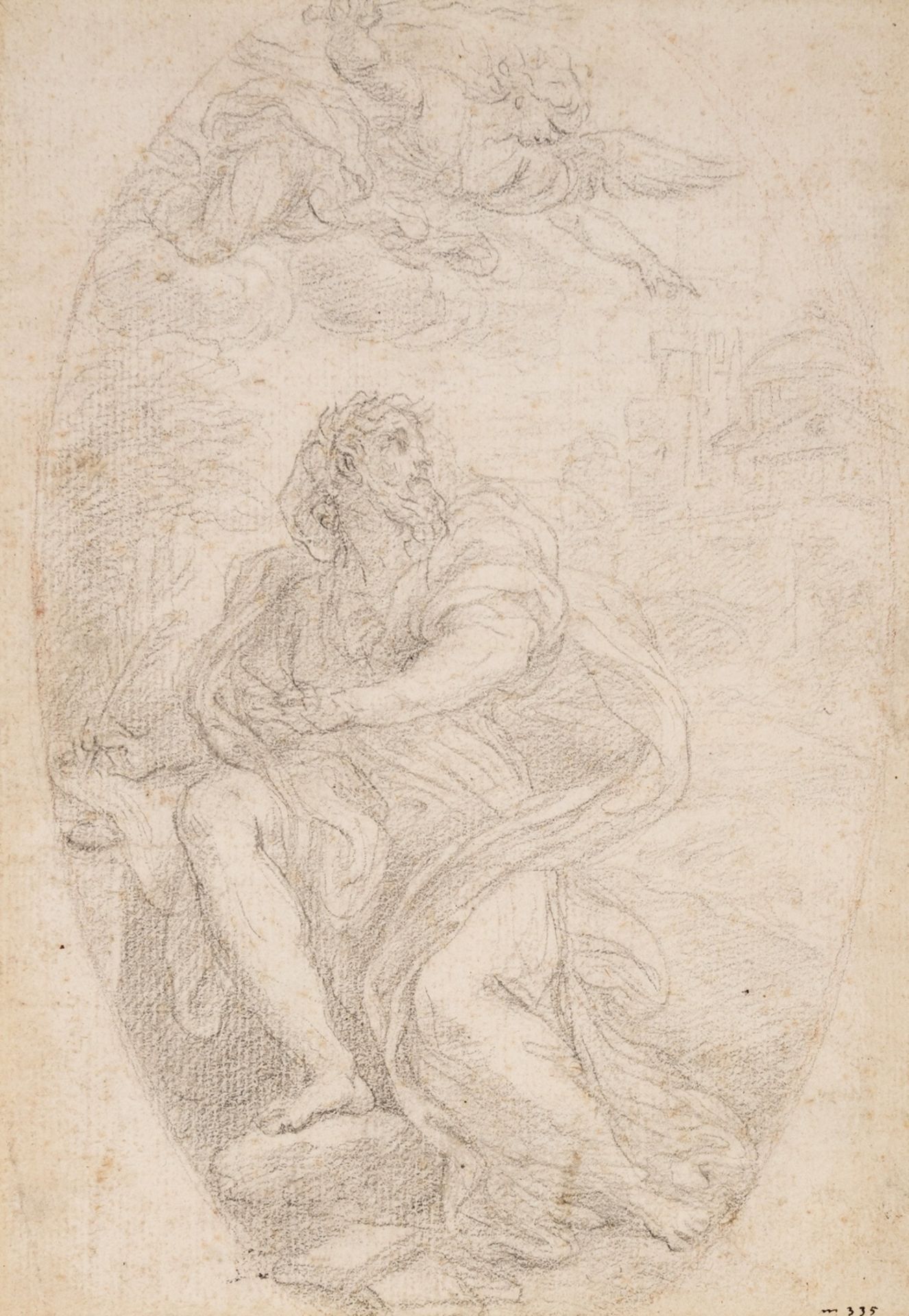 Carlo Maratti (1625-1713), Attributed to. Saint John the Evangelist, with angel pointing out New …