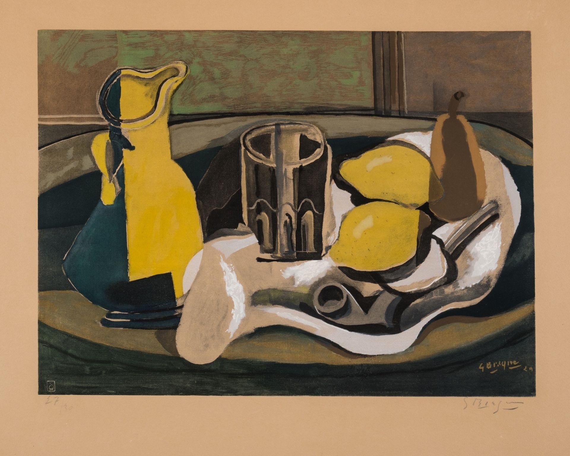 Georges Braque (1882-1963) after. Still life with Lemons and Pipe