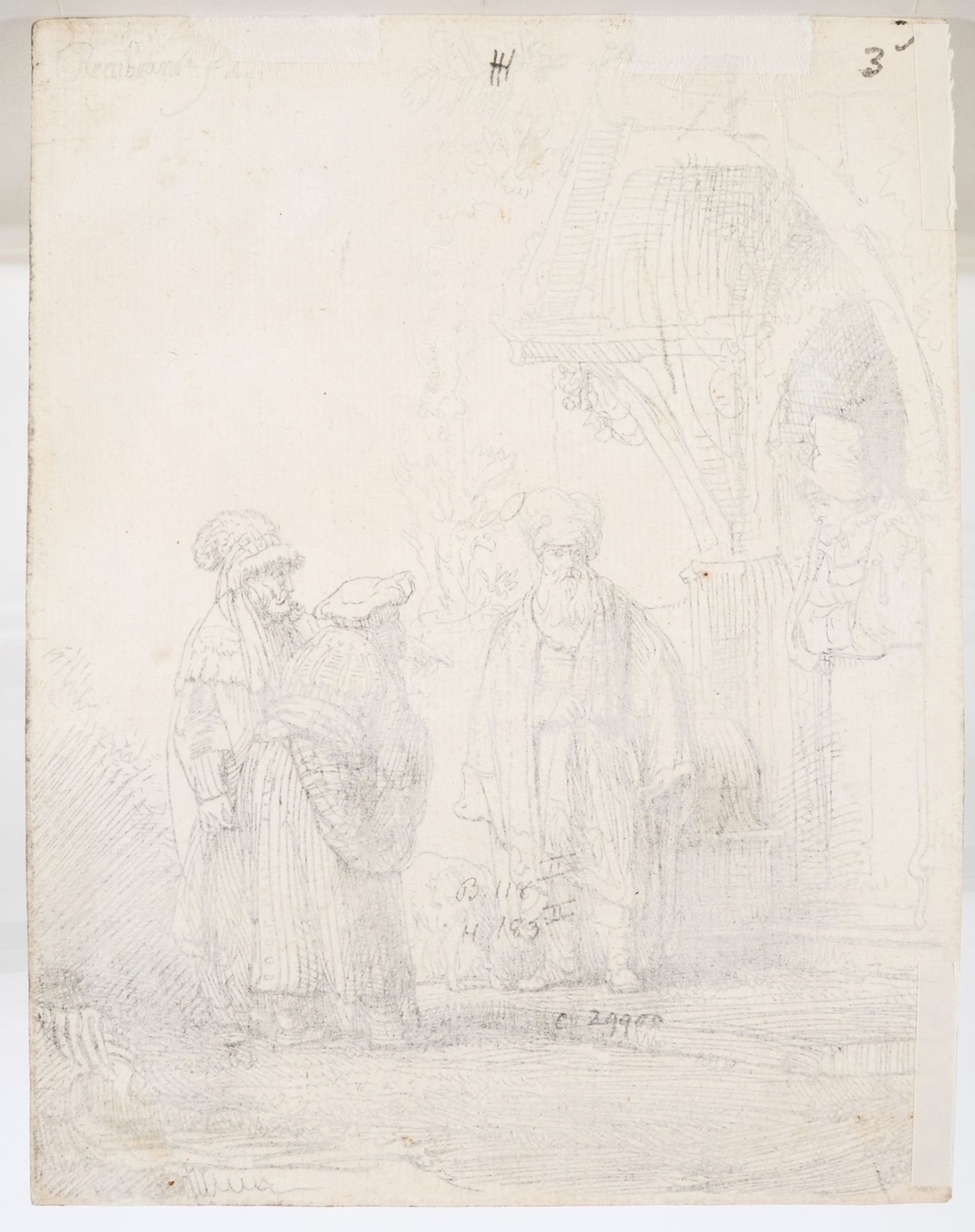 Rembrandt van Rijn (1606-1669) Three Oriental Figures (Jacob and Laban?) - Bild 2 aus 2