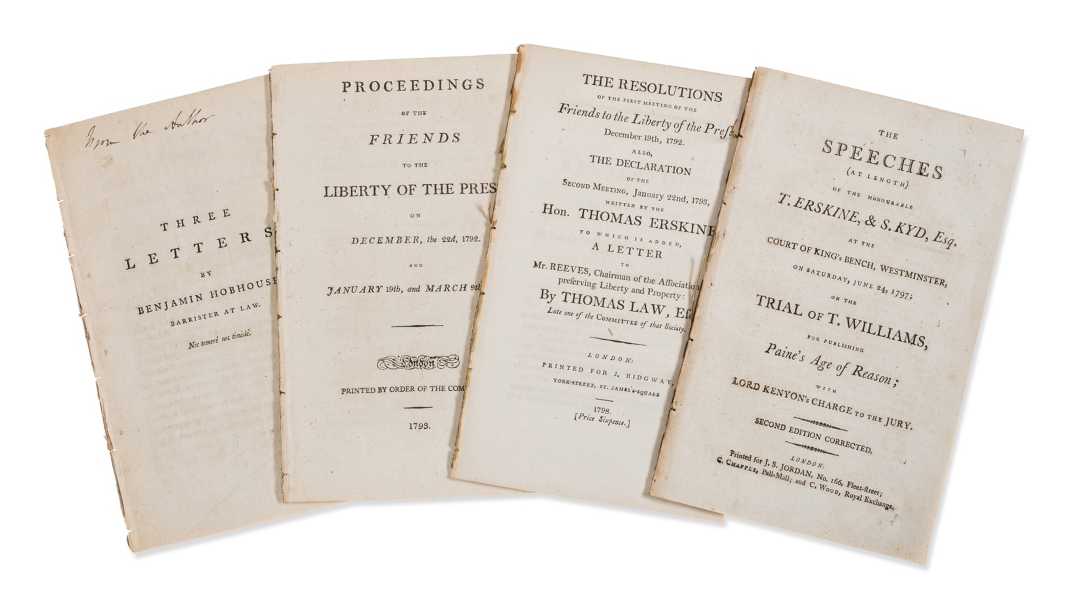 Freedom of the Press.- Speeches (at length) of the Honourable T. Erskine, & S. Kyd esq (The) ... …