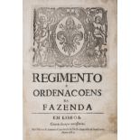 Finance.- Regimento e ordenaçoens da Fazenda, Lisbon, Antonio Craesbeeck de Mello, 1682; and 14 …