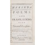 [Monk (Mary)] Marinda. Poems and Translations upon several occasions, first edition, by J. Tonson, …