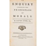 Hume (David) An Enquiry concerning the principles of morals, first edition, first issue, Printed …