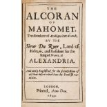 Qu'ran, English.- The Alcoran of Mahomet, first octavo edition of the first English language …