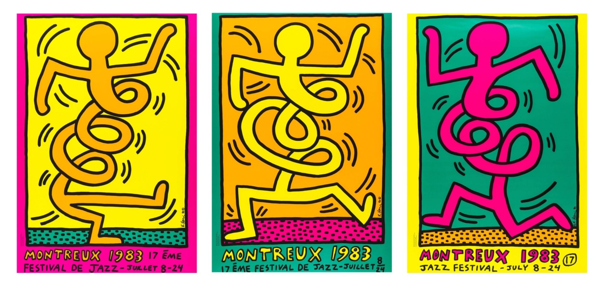 Keith Haring (1958-1990) Montreux 1983 Pink, Green and Yellow (Döring & Osten 8, 9, 10)