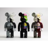 KAWS (b.1974) OriginalFake Dissected Bearbrick Companion 400% (Grey, Black and Red)