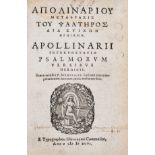 Apollinaris the Younger. Apollinarii Interpretatio Psalmorum versibus Heroicis., [Heidelberg], …