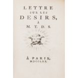 [Hemsterhuis (Frans)] Lettre sur les Desirs, à M. T[heodoor] D[e] S[meth], rare first edition, …