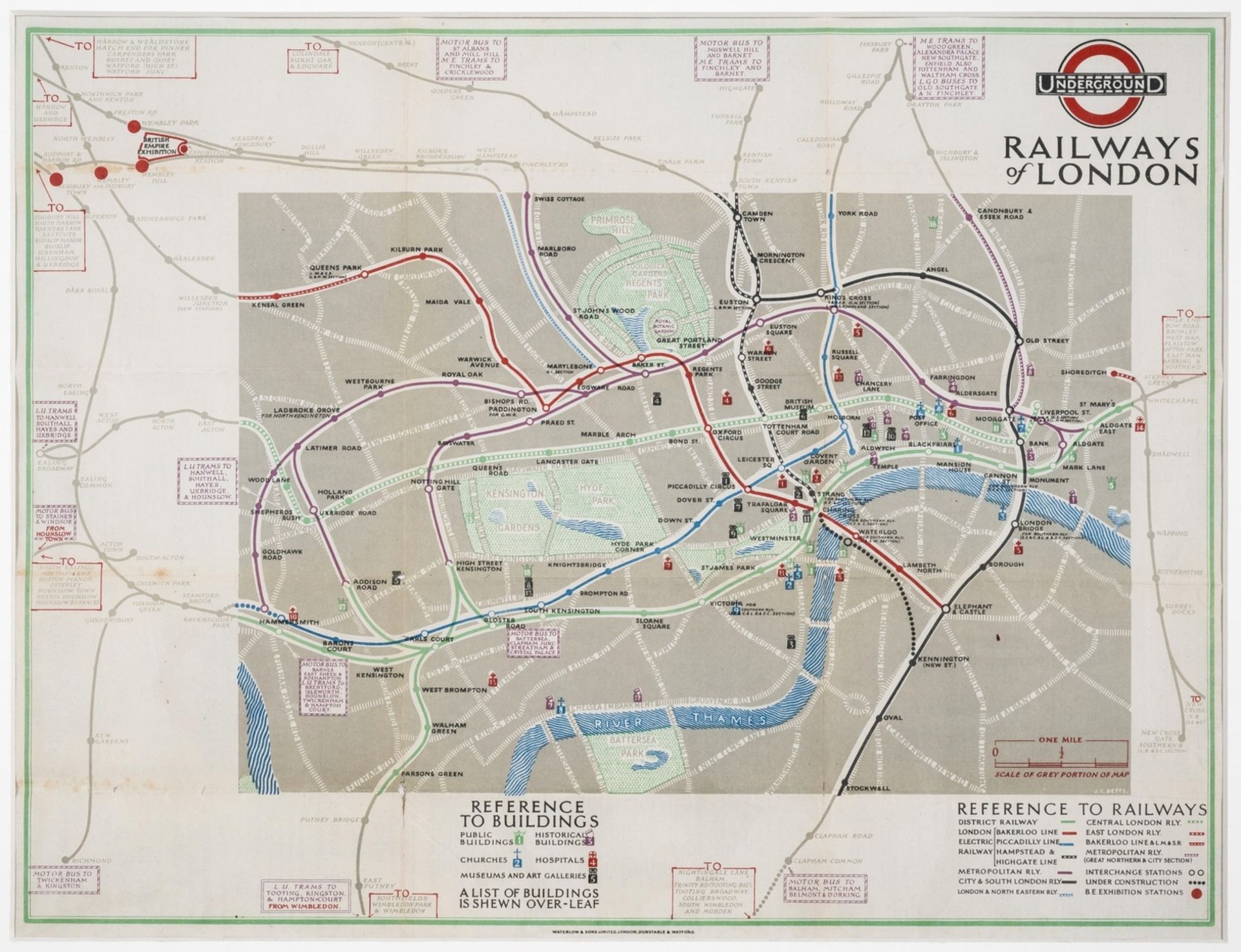 London.- Betts (J.C.) Underground Railways of London, 1924; and 4 other maps of London, early 20th …