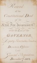 Fire Insurance.- Record of the constitutional deed of the Kent Fire Insurance Co. with the list of …