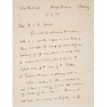 Forster (E.M.) Autograph Letter signed to A. J. A. Symons, 1939, thanking him for a bottle of …