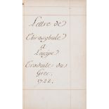 Clandestine atheism.- Freret (Nicolas) Lettre de Thrasybule a Leucipe, manuscript in French on …