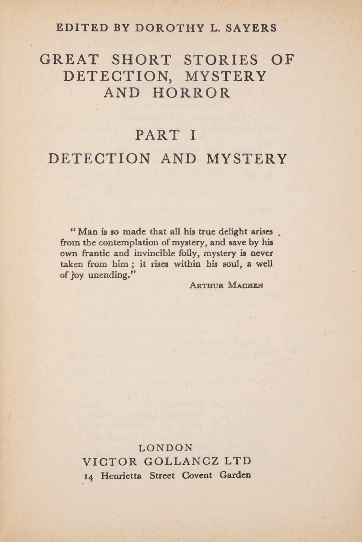Tolkien (J.R.R.).- Sayers (Dorothy L., editor) Great Short Stories of Detection, Mystery and …