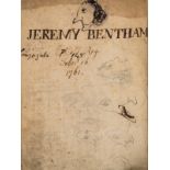 Bentham (Jeremy) [Juvenilia item], including: Bentham's name, doodles, some ink cartoons, pencil …