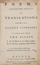 [Jones (Sir William)] Poems consisting chiefly of Translations from the Asiatick Languages, first …