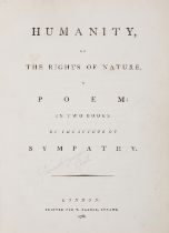 Slavery.- [Pratt (Samuel Jackson)] Humanity, or The Rights of Nature, A Poem, first edition, for …