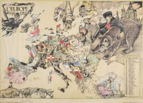 Europe.- World War II.- Vlaanderen (André) L'Europe en Sept 1939, lithograph with original …