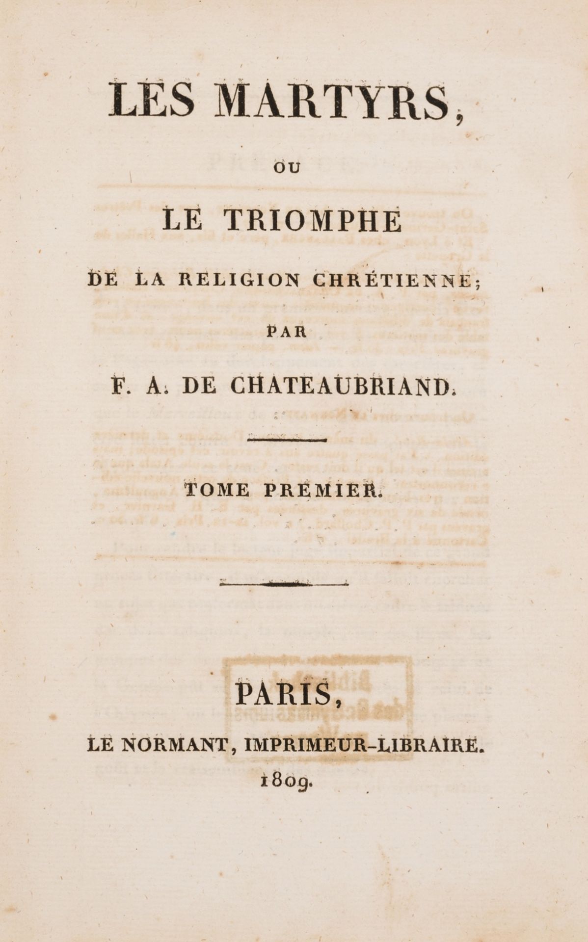Chateaubriand (François René de) Les Martyrs, ou le triomphe de la religion chrétienn, 2 vol., …