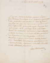 French soldier and scientist.- Courtanvaux (François César Le Tellier, Marquis de) Letter signed, …