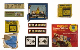 [Walt Disney Studios.] [Mickey Mouse Toy/Lantern Slides], a small group of slides featuring Mickey …