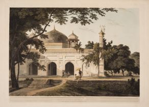 Daniell (Thomas) and William Daniell. Mausoleum of Nawaub Assoph Khan, Rajemahel, aquatint, 1803.