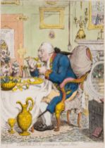 Gillray (James) Temperance enjoying a frugal meal, etching and stipple-engraving, 1792.