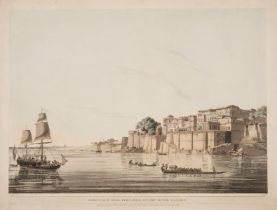 Daniell (Thomas) Ramnugur, near Benares, on the River Ganges, aquatint, 1796.