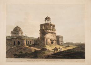 Daniell (Thomas) Remains of an Ancient Building near Firoz Shah's Cotilla, Delhi, aquatint, 1795.