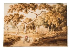 D'Oyly (Charles) Temple view in India, brush and watercolour, [c.1800-1840]; and another by the …