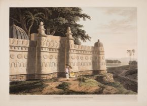 Daniell (Thomas) and William Daniell. Exterior of an Eed-Gah near Chaynpore, Bahar, aquatint, 1808.