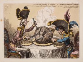 Gillray (James) The Plumb-pudding in danger: -or- State Epicures taking un Petit Souper, etching, …