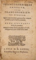 Frankfurt Book Fair.- Estienne (Henri) Francofordiense emporium, sive Francofordienses nundinae, …