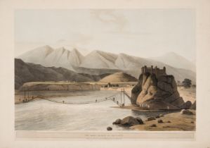 Daniell (Thomas) and William Daniell. The Rope Bridge at Sirinagur, aquatint, 1805.