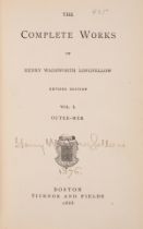 Longfellow (Henry Wadsworth) The Complete Works, 3 vol., signed by author, Boston, 1866.