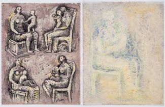 δ Henry Moore (1898-1986) Four Studies for Seated Mother and Child; Mother and Child verso