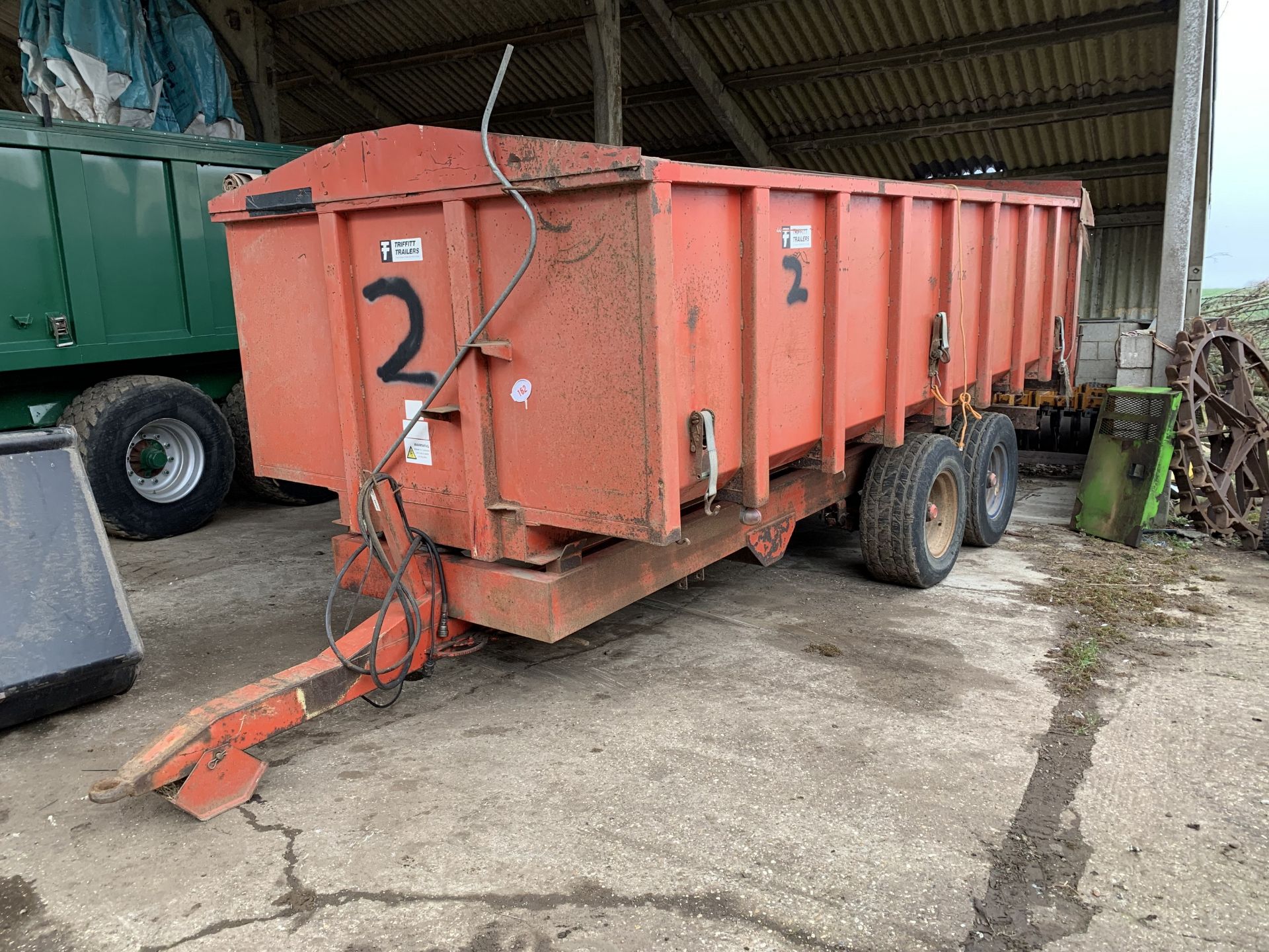 1986 Triffitt 11t twin axle corn trailer