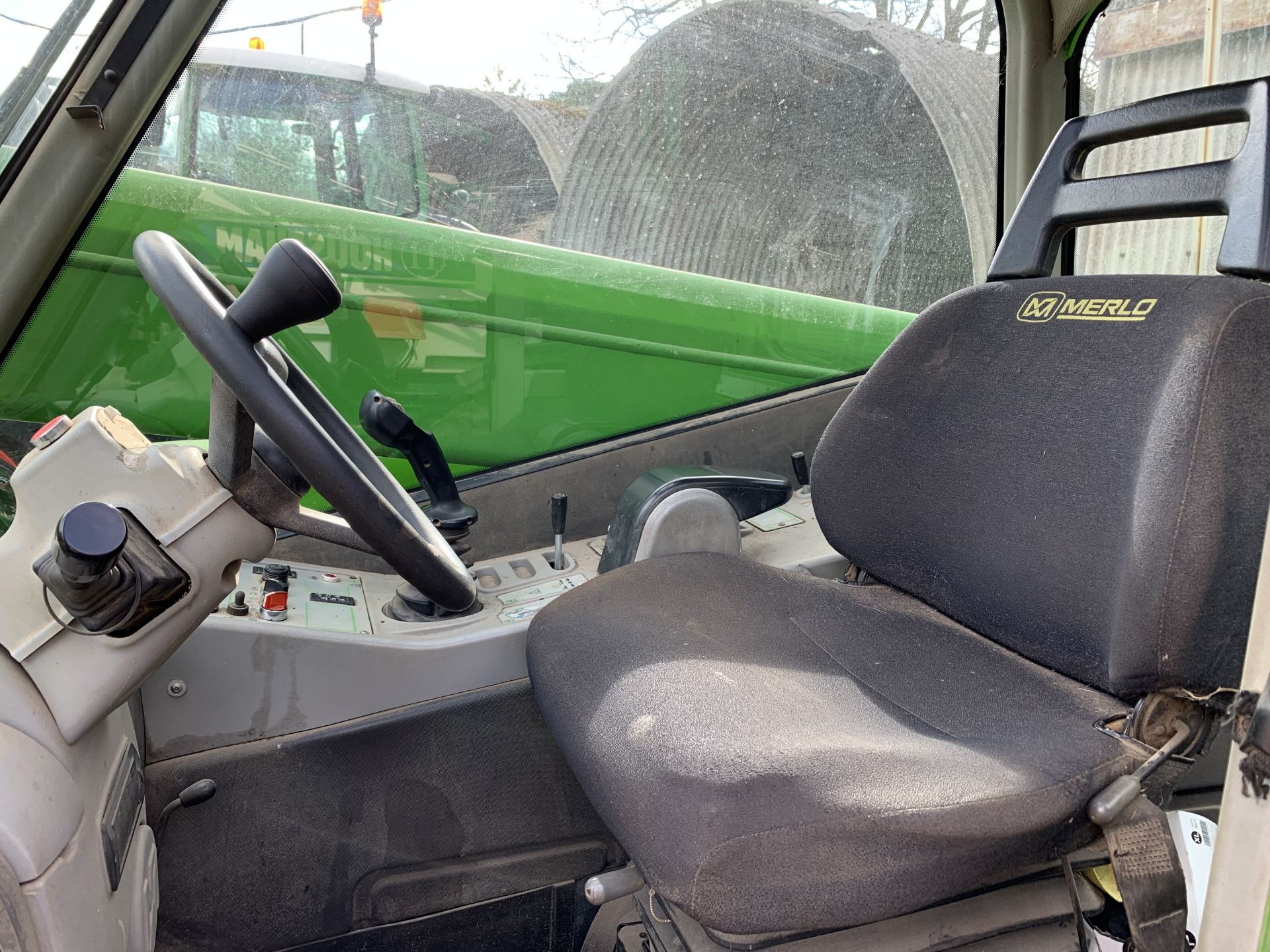 2011 Merlo P34.7 Plus Turbo Farmer telehandler, KX11 DVF, 4950 hours, with pallet tines, on JCB - Image 7 of 10