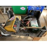 Crate of electric fence units etc