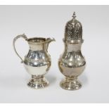 George VI silver sugar castor and matching silver cream jug, Edinburgh 1937 (2)