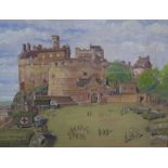 Early 20th century school - Troops Gathering at Edinburgh Castle, gouache & watercolour on paper,