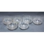 Set of six fruit and vine etched glass rinsers (6)